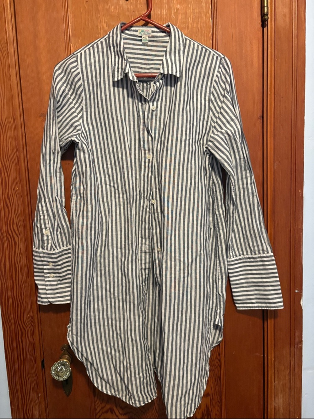 J. Crew Navy and White Striped Beach wear Button-Up Dress